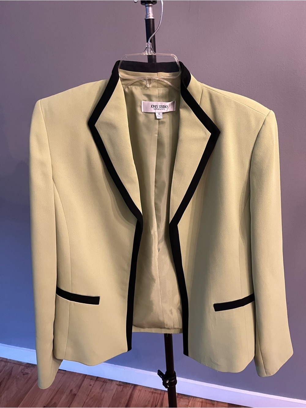 Jones Studio Lime Green Blazer with Black Trim